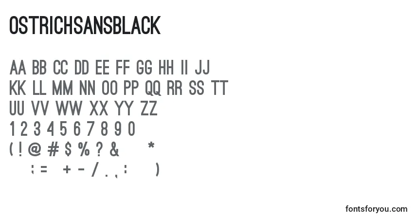 A fonte OstrichSansBlack – alfabeto, números, caracteres especiais
