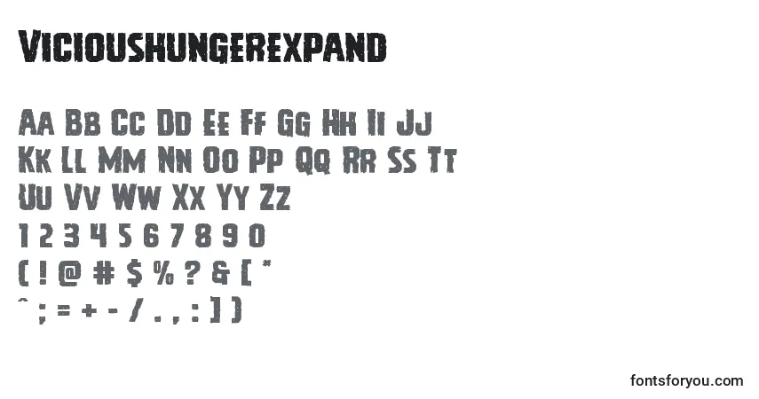 A fonte Vicioushungerexpand – alfabeto, números, caracteres especiais