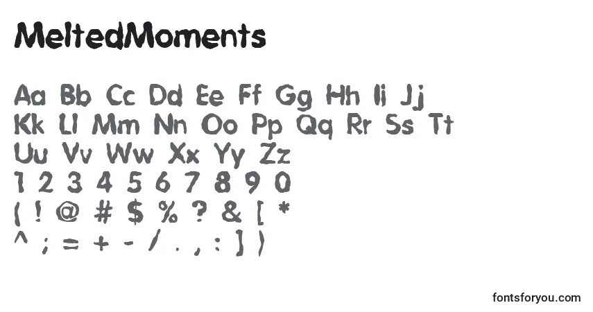 Czcionka MeltedMoments – alfabet, cyfry, specjalne znaki