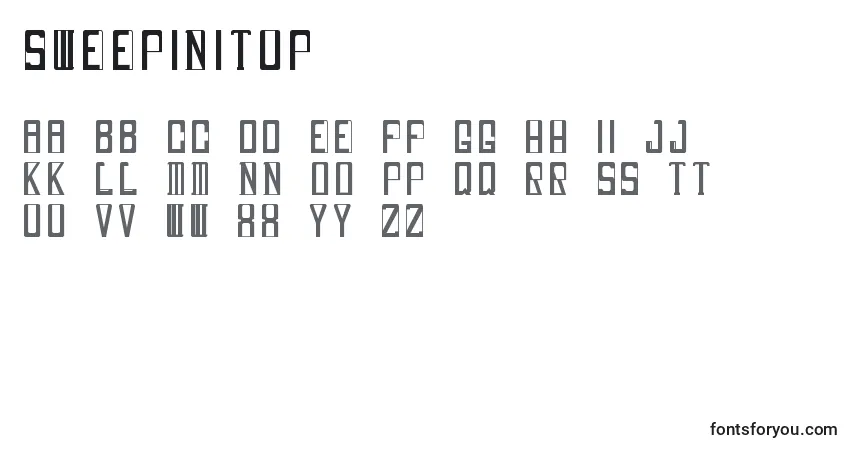 A fonte Sweepinitup – alfabeto, números, caracteres especiais
