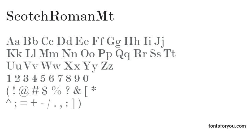A fonte ScotchRomanMt – alfabeto, números, caracteres especiais