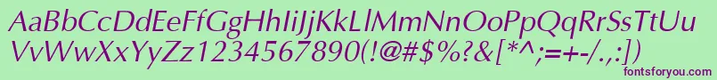 AgoptcyrillicNormalItalic Font – Purple Fonts on Green Background