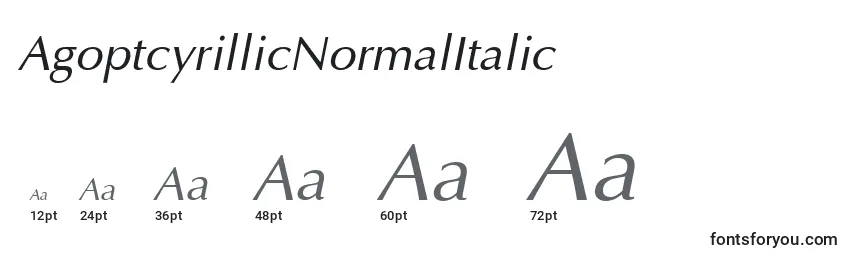 Размеры шрифта AgoptcyrillicNormalItalic
