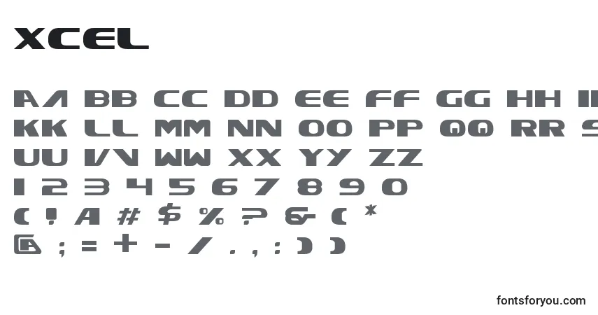 Czcionka Xcel – alfabet, cyfry, specjalne znaki