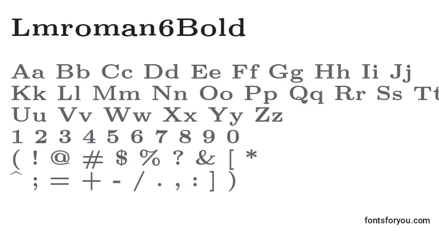 A fonte Lmroman6Bold – alfabeto, números, caracteres especiais