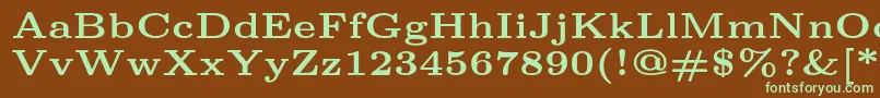 フォントLmroman6Bold – 緑色の文字が茶色の背景にあります。