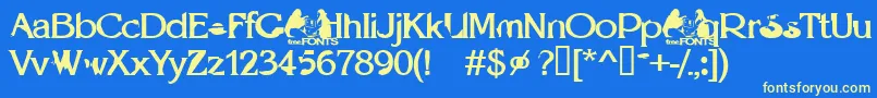Optie Font – Yellow Fonts on Blue Background