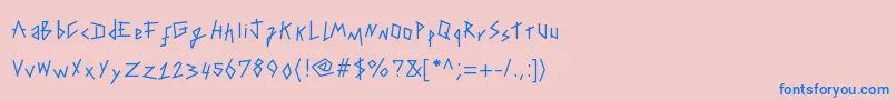 フォントTapingyourhand – ピンクの背景に青い文字