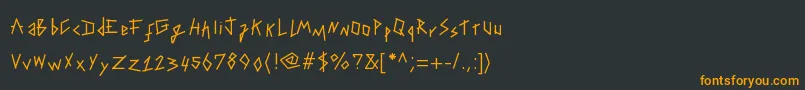 フォントTapingyourhand – 黒い背景にオレンジの文字