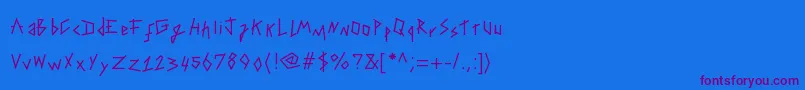 Tapingyourhand Font – Purple Fonts on Blue Background