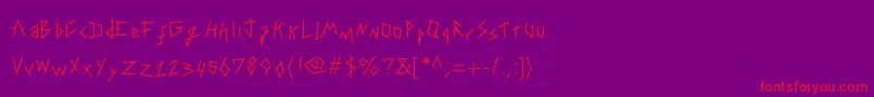 Tapingyourhand Font – Red Fonts on Purple Background