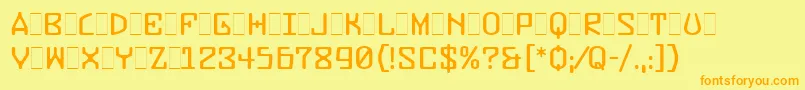 Czcionka BuzzerThreeLetPlain.1.0 – pomarańczowe czcionki na żółtym tle