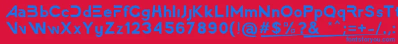 フォントAmericaFasterRegular – 赤い背景に青い文字