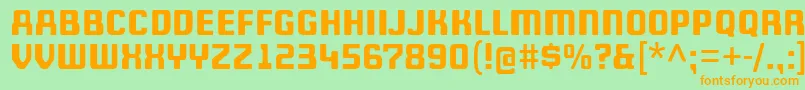 フォントWheatonCapitals – オレンジの文字が緑の背景にあります。
