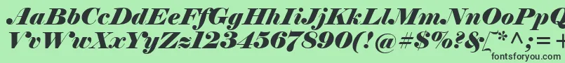 Fonte ElephantItalic – fontes pretas em um fundo verde