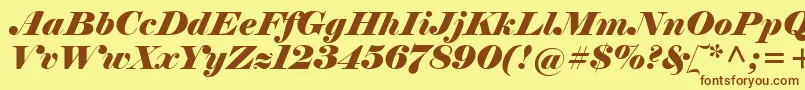 Fonte ElephantItalic – fontes marrons em um fundo amarelo