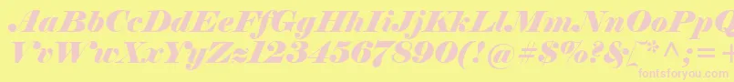 ElephantItalic-Schriftart – Rosa Schriften auf gelbem Hintergrund