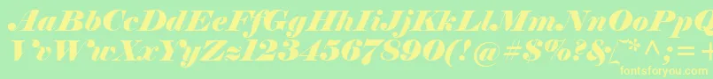 フォントElephantItalic – 黄色の文字が緑の背景にあります