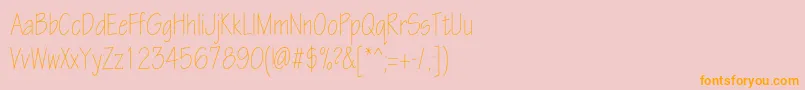 フォントEskiztwolightcondc – オレンジの文字がピンクの背景にあります。