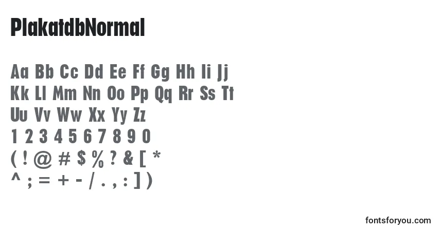 Czcionka PlakatdbNormal – alfabet, cyfry, specjalne znaki