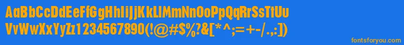 PlakatdbNormal-Schriftart – Orangefarbene Schriften auf blauem Hintergrund