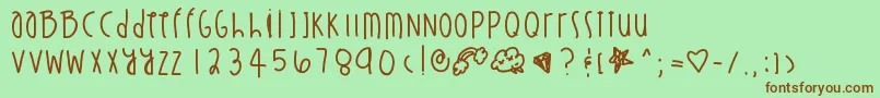 Шрифт Stuntinonyou – коричневые шрифты на зелёном фоне