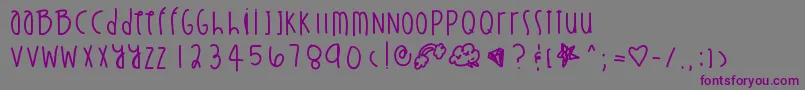 フォントStuntinonyou – 紫色のフォント、灰色の背景