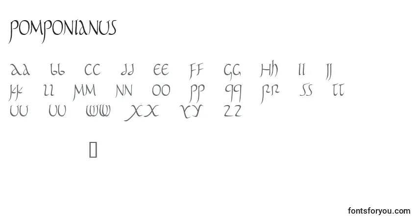 Schriftart Pomponianus – Alphabet, Zahlen, spezielle Symbole