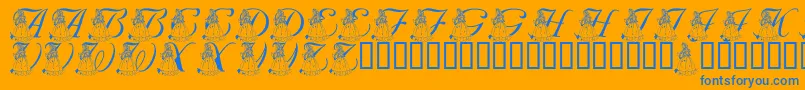LmsForPrincessJulie-Schriftart – Blaue Schriften auf orangefarbenem Hintergrund