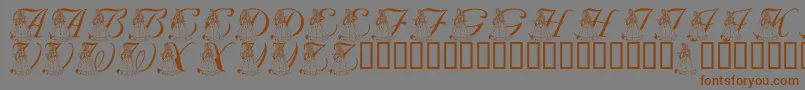 フォントLmsForPrincessJulie – 茶色の文字が灰色の背景にあります。