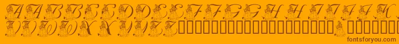 Fonte LmsForPrincessJulie – fontes marrons em um fundo laranja