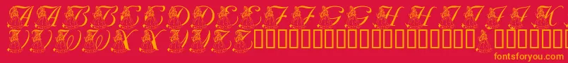 LmsForPrincessJulie-Schriftart – Orangefarbene Schriften auf rotem Hintergrund