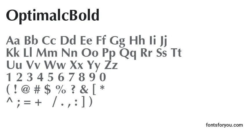 Czcionka OptimalcBold – alfabet, cyfry, specjalne znaki