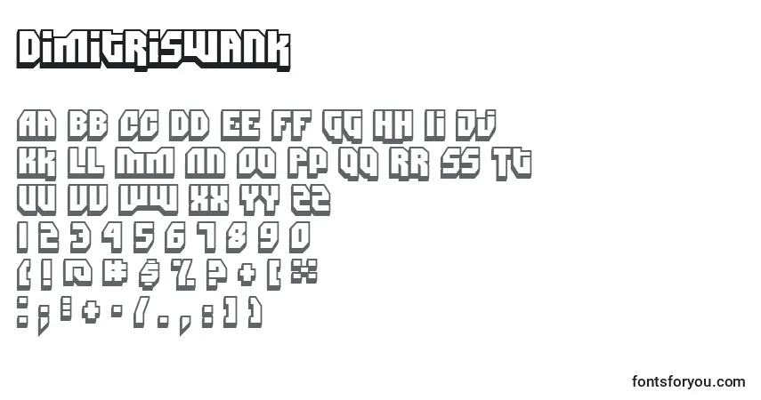 A fonte DimitriSwank – alfabeto, números, caracteres especiais