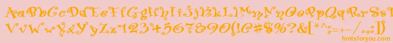 SwingerMedium-Schriftart – Orangefarbene Schriften auf rosa Hintergrund
