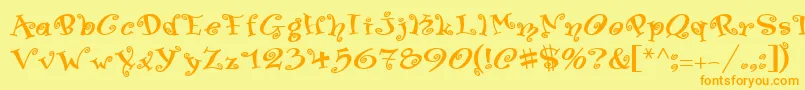 フォントSwingerMedium – オレンジの文字が黄色の背景にあります。