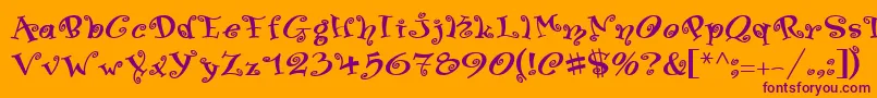 SwingerMedium-Schriftart – Violette Schriften auf orangefarbenem Hintergrund