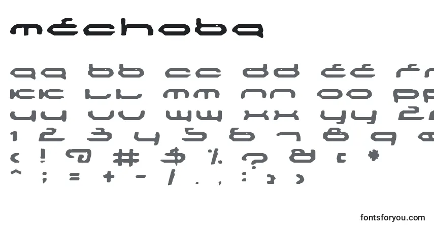 Mechoba-fontti – aakkoset, numerot, erikoismerkit