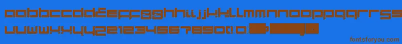 フォントProtoLdr – 茶色の文字が青い背景にあります。