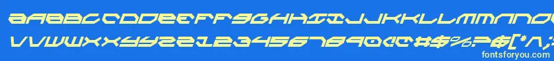 TaskforceCondensedItalic Font – Yellow Fonts on Blue Background