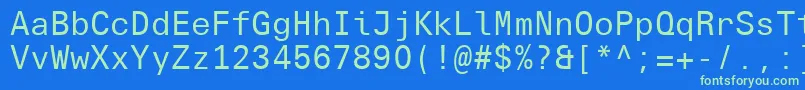 UniversNextTypewriterProRegular-fontti – vihreät fontit sinisellä taustalla