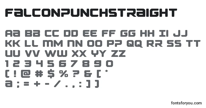 Шрифт Falconpunchstraight – алфавит, цифры, специальные символы
