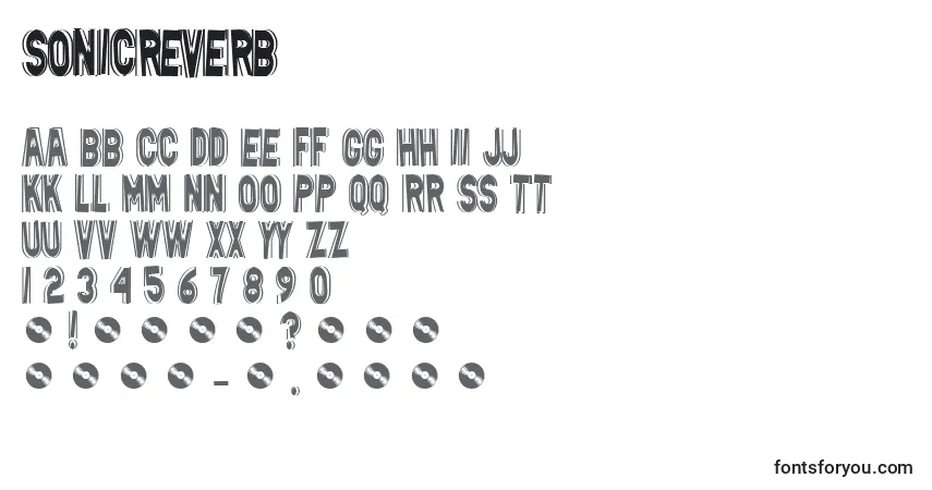 A fonte Sonicreverb – alfabeto, números, caracteres especiais