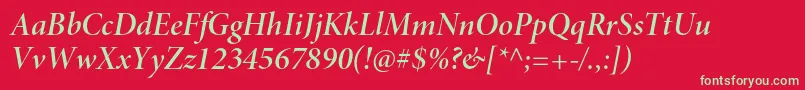 MinionproSemibolditdisp Font – Green Fonts on Red Background