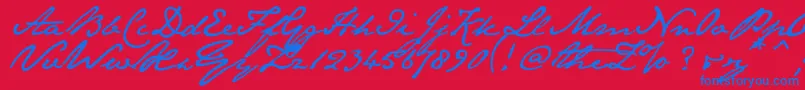 Janeausten Font – Blue Fonts on Red Background