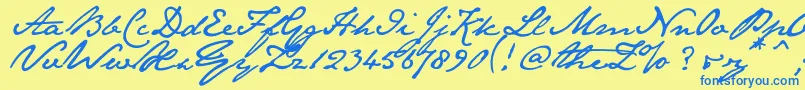 Janeausten Font – Blue Fonts on Yellow Background