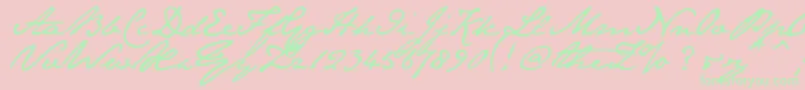 Janeausten-Schriftart – Grüne Schriften auf rosa Hintergrund