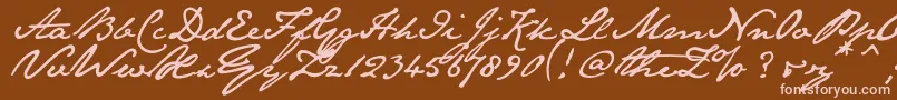 Janeausten-Schriftart – Rosa Schriften auf braunem Hintergrund