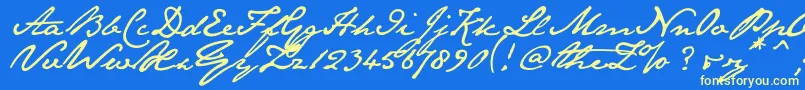 Janeausten-Schriftart – Gelbe Schriften auf blauem Hintergrund