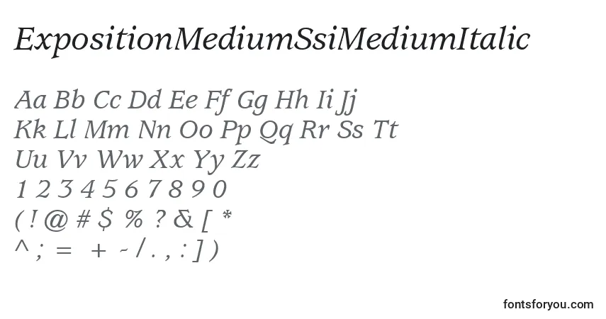 Шрифт ExpositionMediumSsiMediumItalic – алфавит, цифры, специальные символы